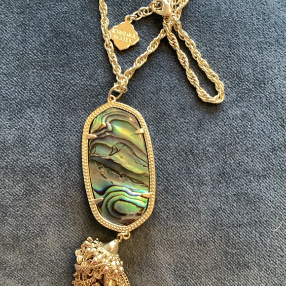 Kendra Scott Gold Necklace with Iridescent Abalone Tassel long Pendant - Picture 9 of 14